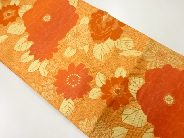 リサイクル　花模様織出し名古屋帯